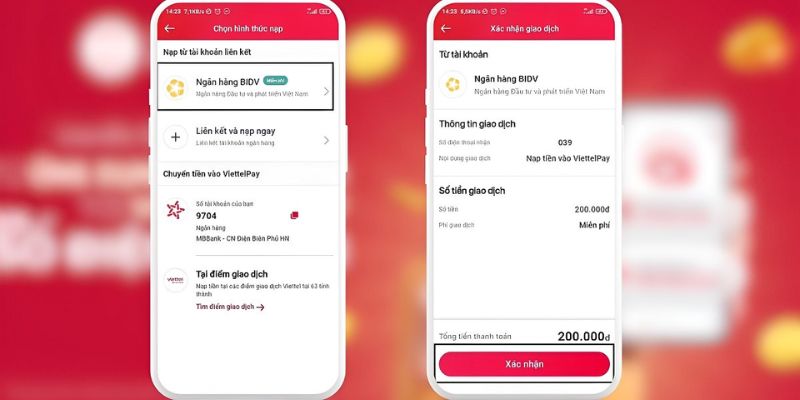 Nạp tiền KO66 bằng Viettel Pay